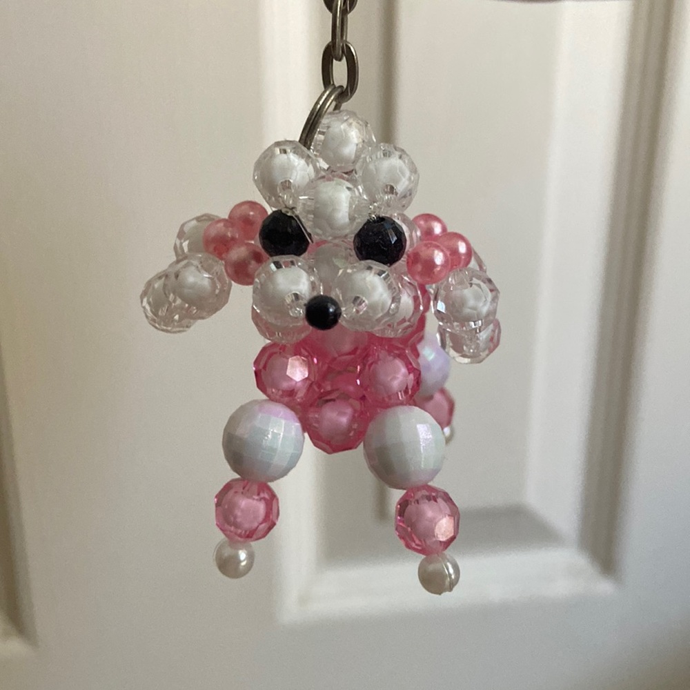 Beaded poodle keychain